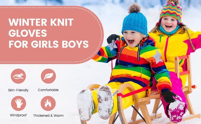 Clothclose 4 Pairs Kids Winter Gloves for Boys Girls, Warm Winter Glove for Kids, Knit Toddler Kid Gloves, Soft Kid Mittens - Image 4
